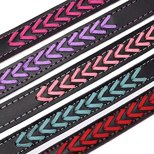 Didog 4 Feet Braided Custom Leather Dog Collar And Leash Set, Soft Padded Leather Dog Collars Personalized For Small Medium Large Dogs, Blue Set, L #TOP3