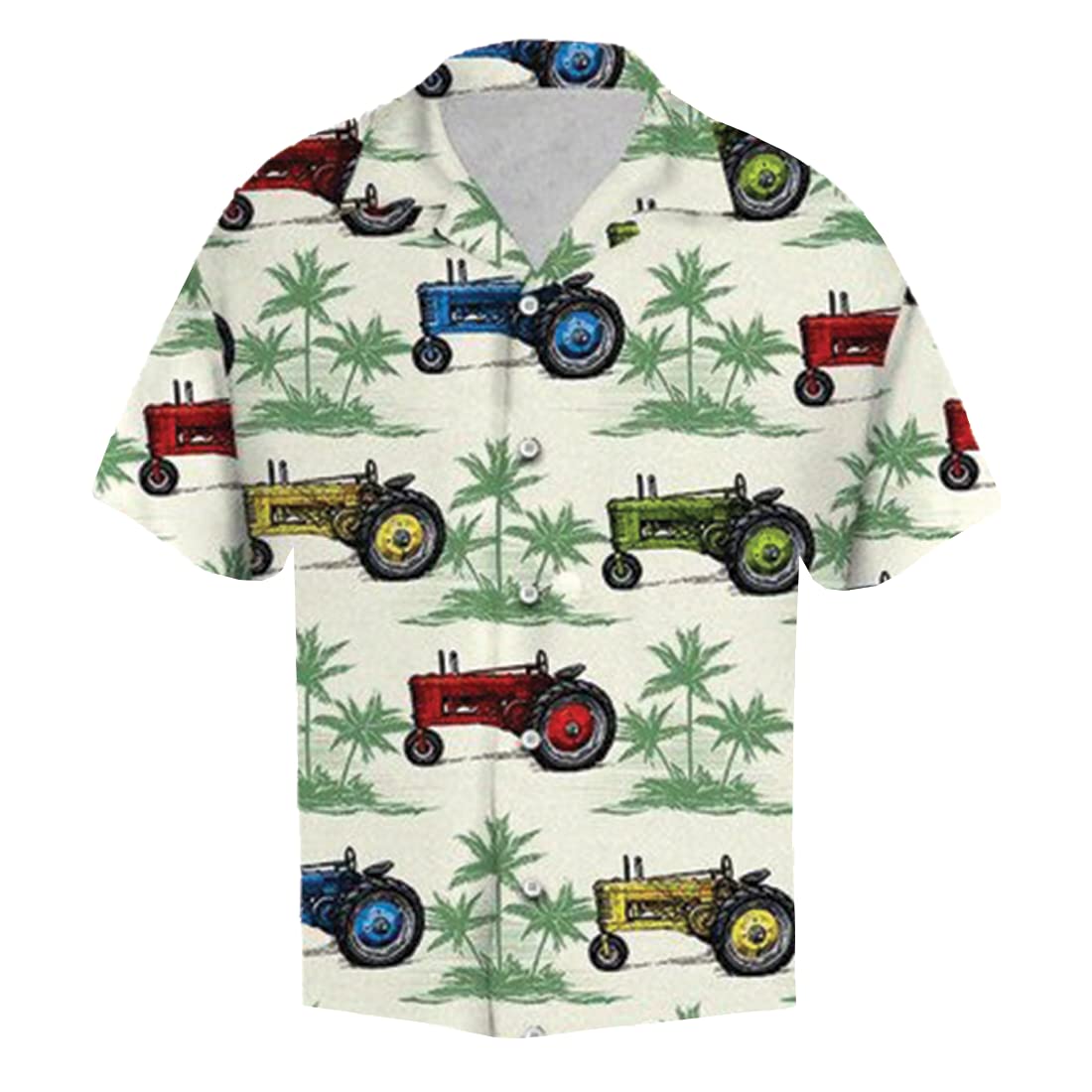 JUZGTSIT Farm Tractor Hawaiian Shirts for Men - Tractor Button Mens Hawaiian Shirts Short Sleeve Collection 64
