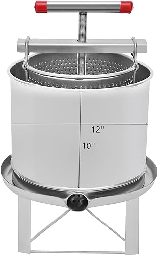 Prensa manual de uva de 3.3 galones para hacer jugo de vino, prensa de miel de fruta grande, extractor de prensa de jugo de uva de sidra de manzana
