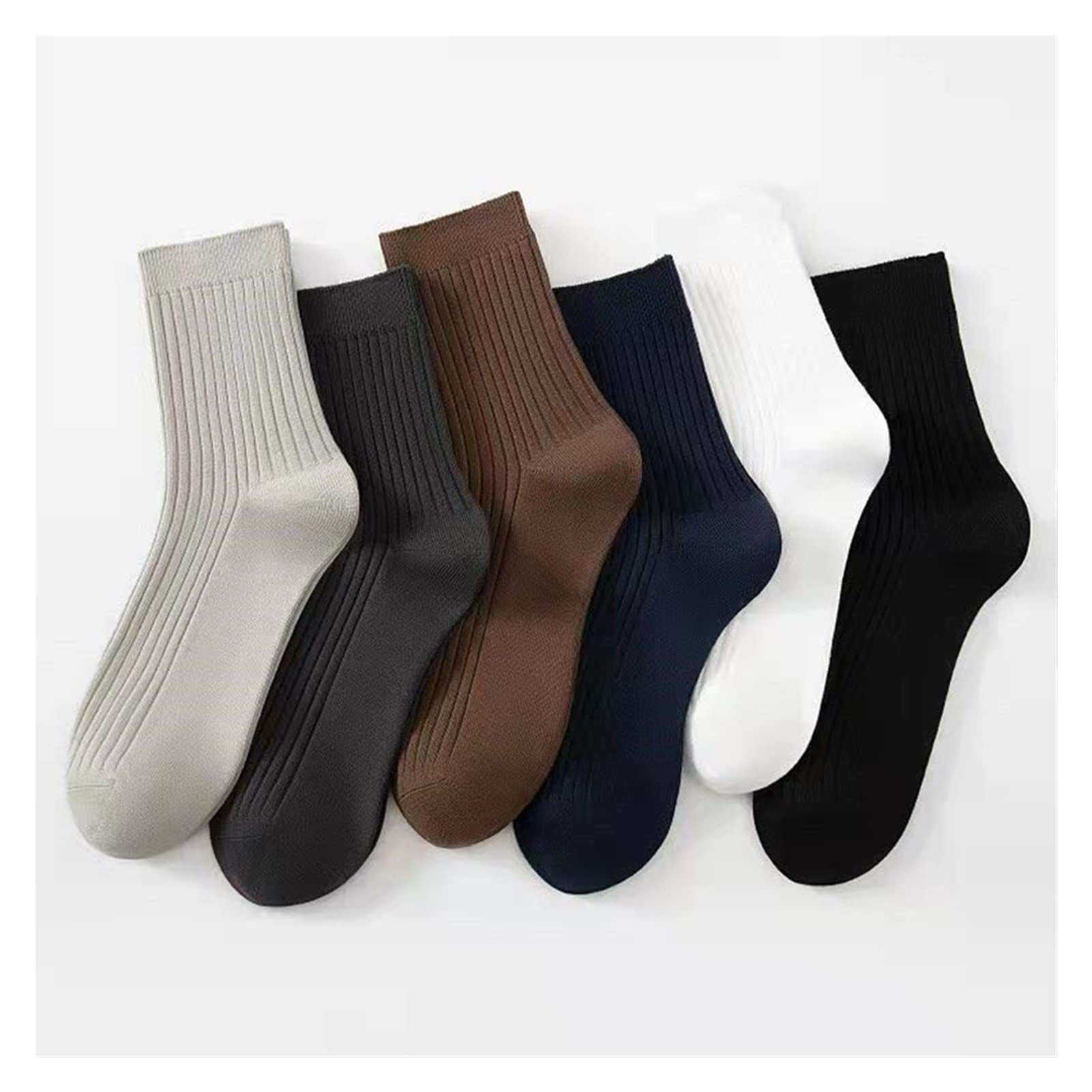 ZZSRJ Calcetines de algodón for Hombres Set 5 Pares de Calcetines de Tubos de Mediados Negros Calcetines de Negocios Medias Deportivas Cómodos Calcetines de Hombres Grandes