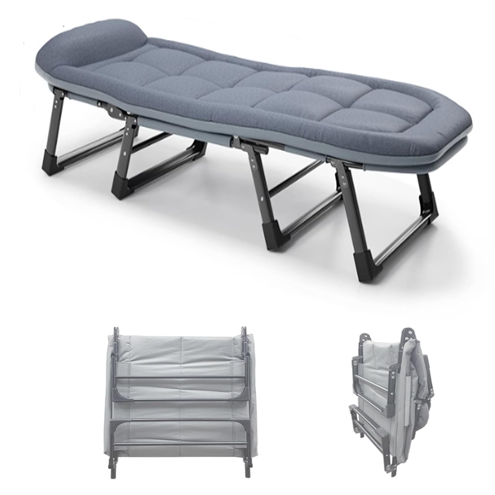 Lit de camping avec matelas confortable lit extérieur pliable robuste 6 niveaux