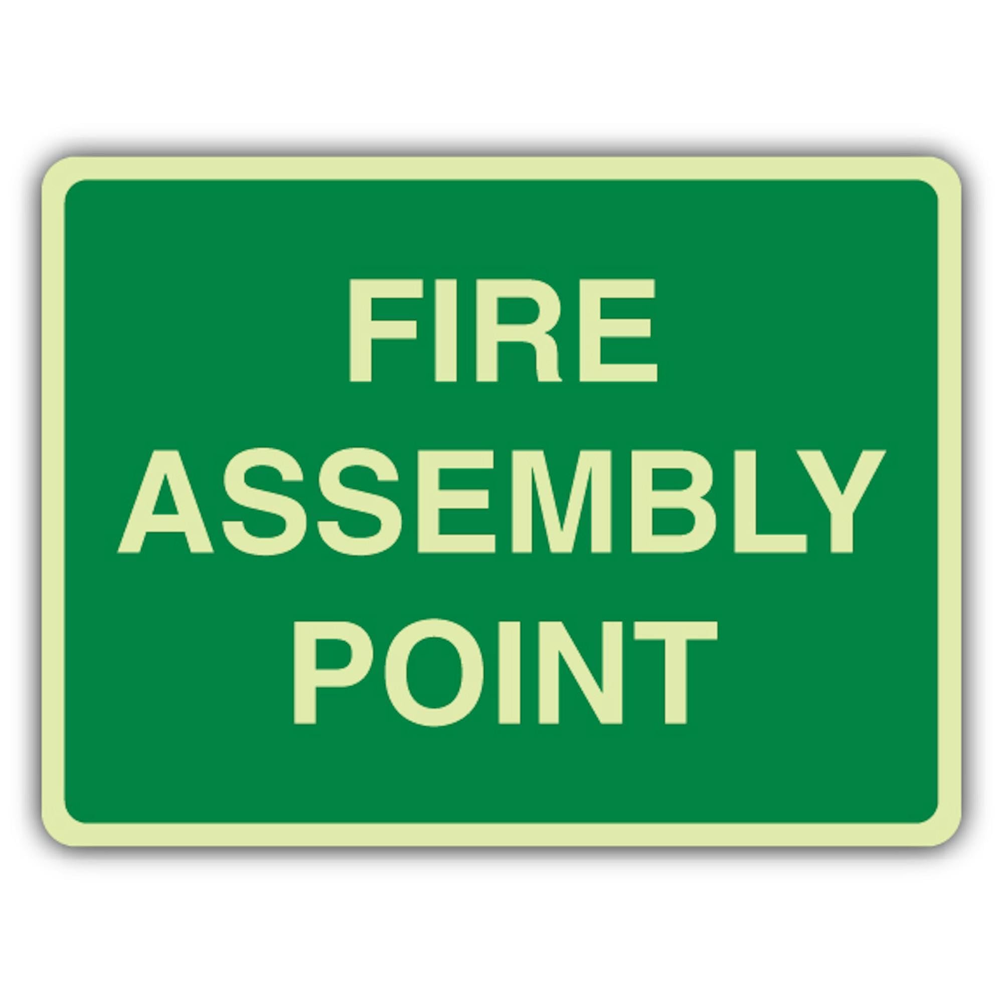 V Safety Panneau de point de montage phosphorescent – Format paysage – 600 x 450 mm – Fabriqué à partir de vinyle autocollant triple lueur – Signalisation de sécurité incendie – Fabriqué en