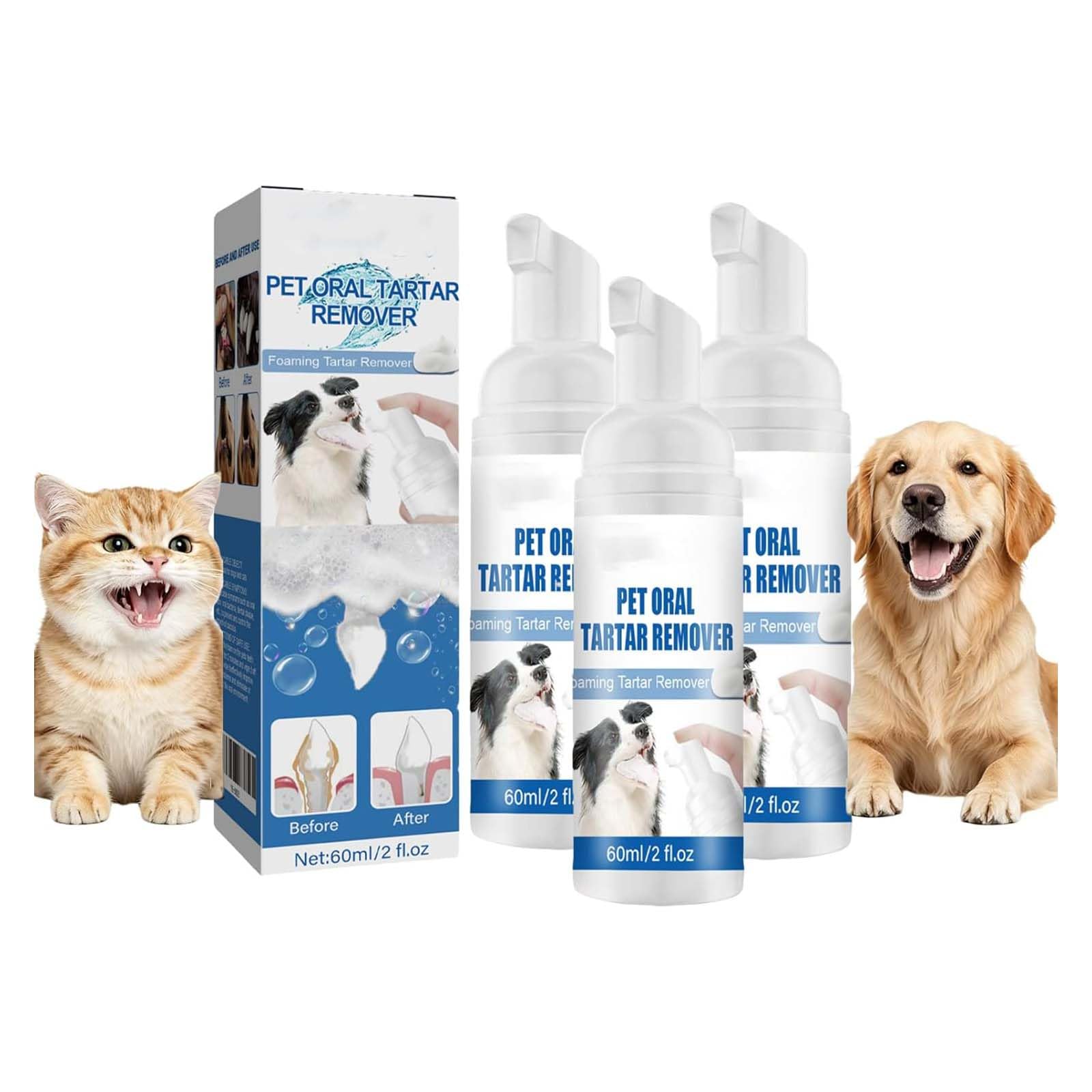 Pet Dental Tartar Remover,Oral Spray for Dogs Teeth Cleaning,Pet Dental Foaming Care Spray,Dog Breath Freshener,Support Healthy Gums,Reduce Tartar for Cats and Dogs (3PC)