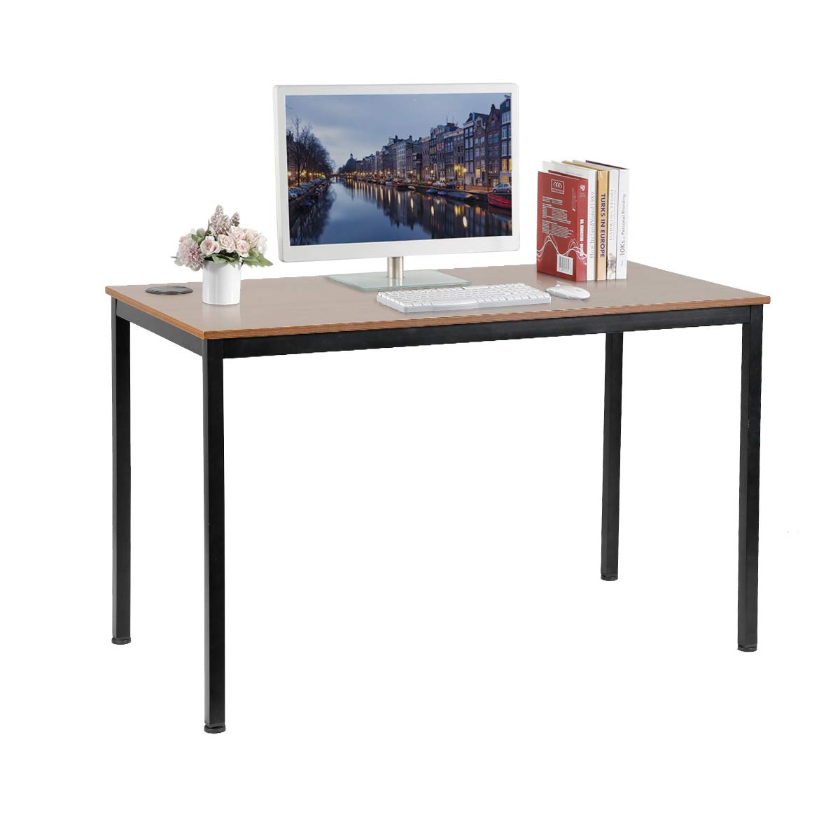EUREKA ERGONOMIC 47 inch Simple Computer Desk for Home Office, Writing Table for Workstation, Teak Top