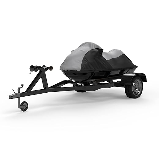 Weatherproof Jet Ski Cover Compatible with SEA DOO GTI SE 170 2022-2023 - Gray/Black Color - All Weather - Trailerable - Protects from Rain, Sun, UV Rays, and More! Includes Straps and Bag