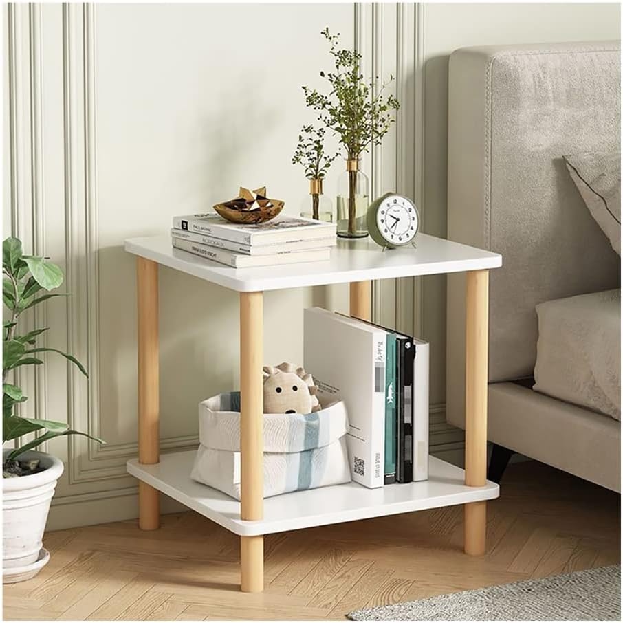 2-Tier End Table Square Side Table Coffee Table with Storage Shelf for Small Place Living Room and Reception (Color : Blue)