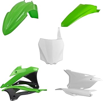 Polisport Motocross MX Replica Plastic Kit for Kawasaki KX 85/100/112 2014-21 OEM Quality, Durable, Flexible & Perfect Fit Green/White/Black