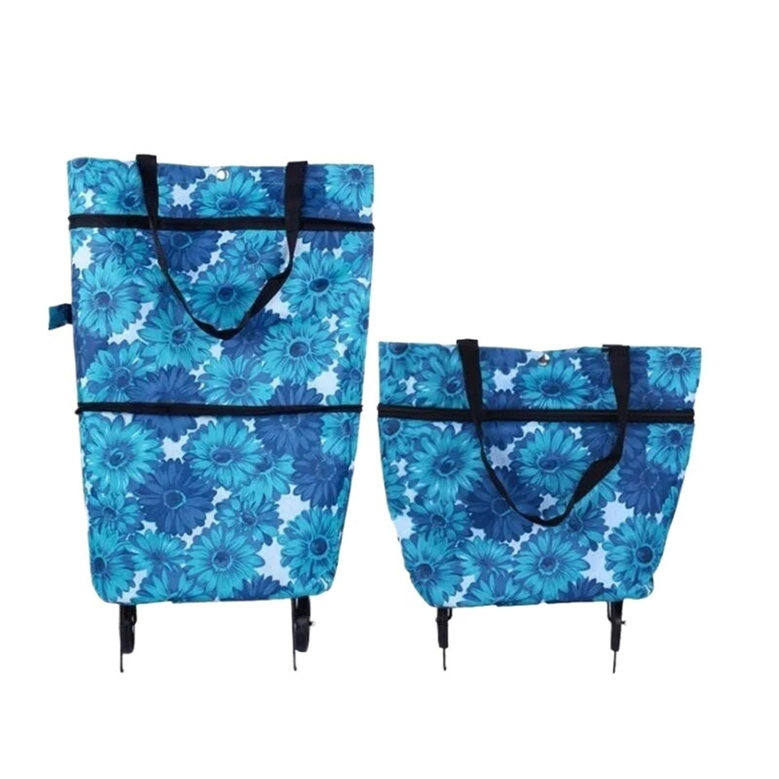 Foldable Shopping Bag with Wheels 1pc Shopper Bag Folding Shopping Cart Wheels Oxford Cloth Trolley Handcart Household Supermarket(Color1)