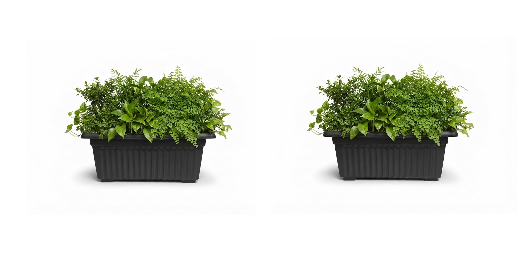 ORYNTO 55cm Rectangular Trough Black Plant Pots Outdoor Garden Plastic Planters Window Box Flower Herb Vegetables Plant Pots with Optional Drainage Holes Perfect Large Planter Pots(2 Pack,Sleek Black)