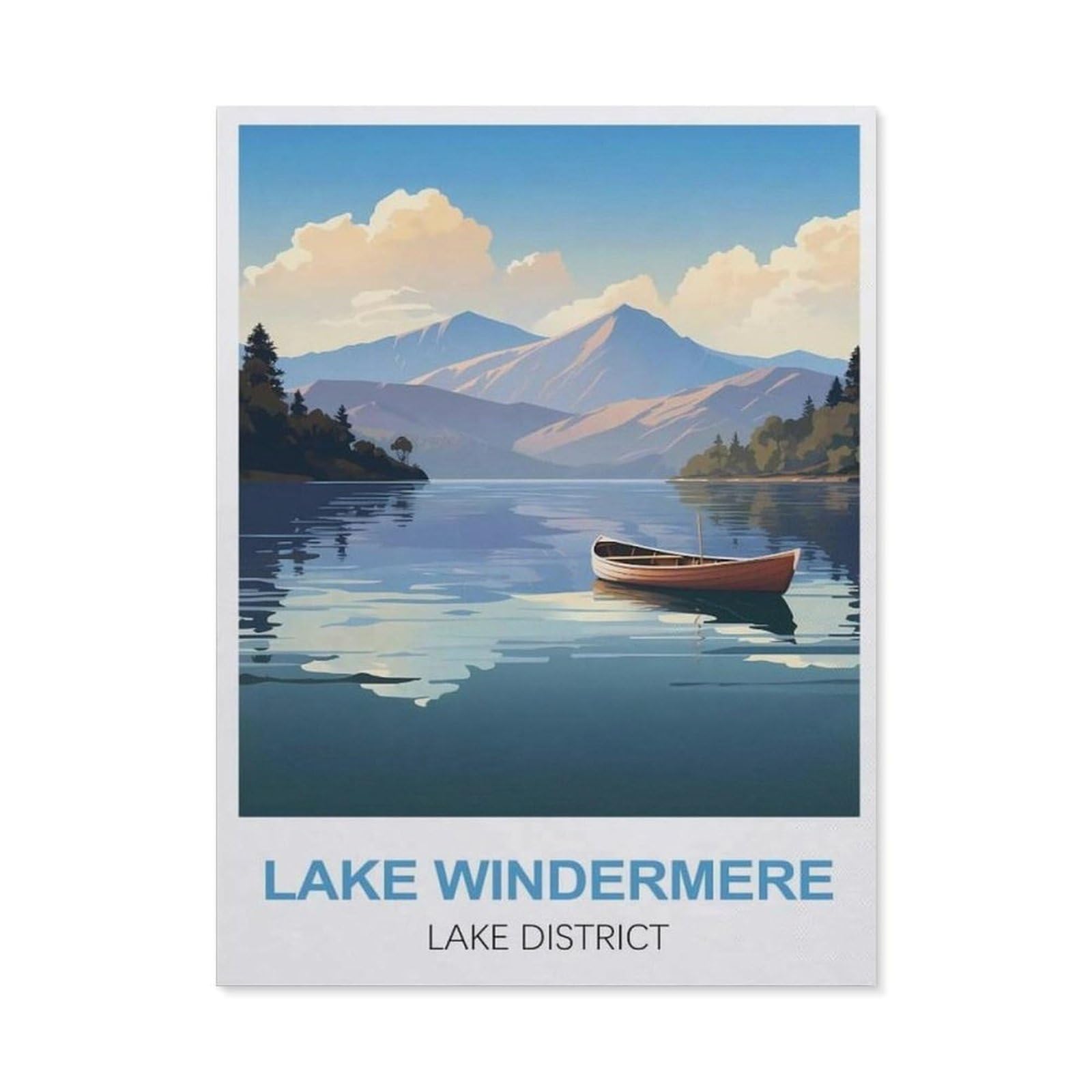 Beayodkp A6 Easy Paint By Numbers For Adults Beginners，Lake Windermere Lake District Vintage Travel Posters，Paint By Number Kit On Canvas For Adults New Painters's Gift Diy Gifts(20X30cm)7.8X11.8 Inches-Dc12