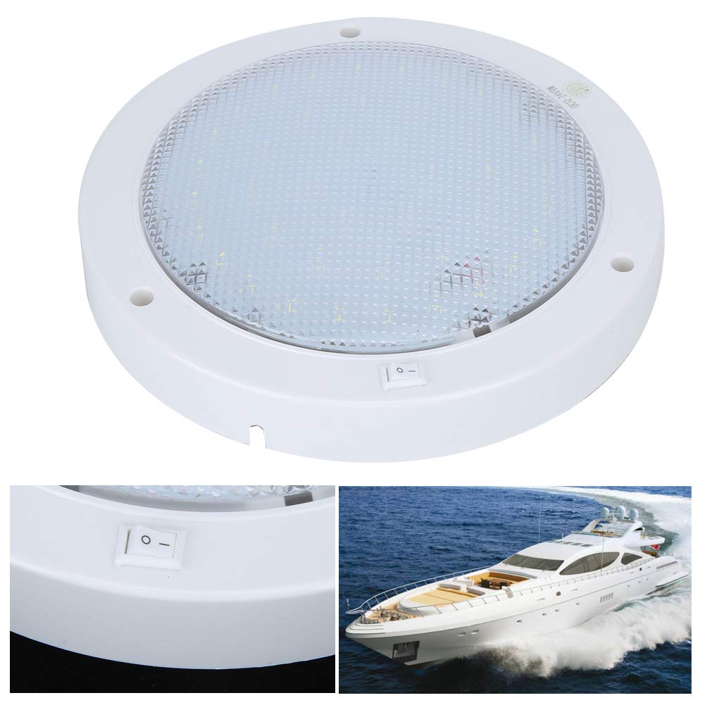 Akozon Deckenleuchte, 42 LEDs, 12 V, 9 W, 840 lm, rund, hohe Helligkeit, für Auto, Boot, Haus (warmweiß)