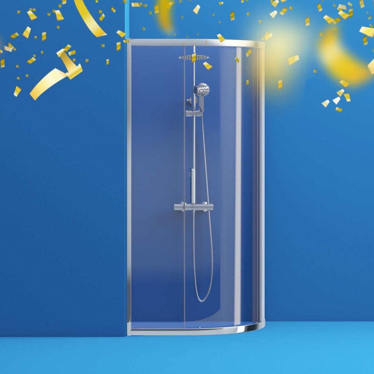 Orchard 6mm one Door Offset Quadrant Shower Enclosure 900 x 760