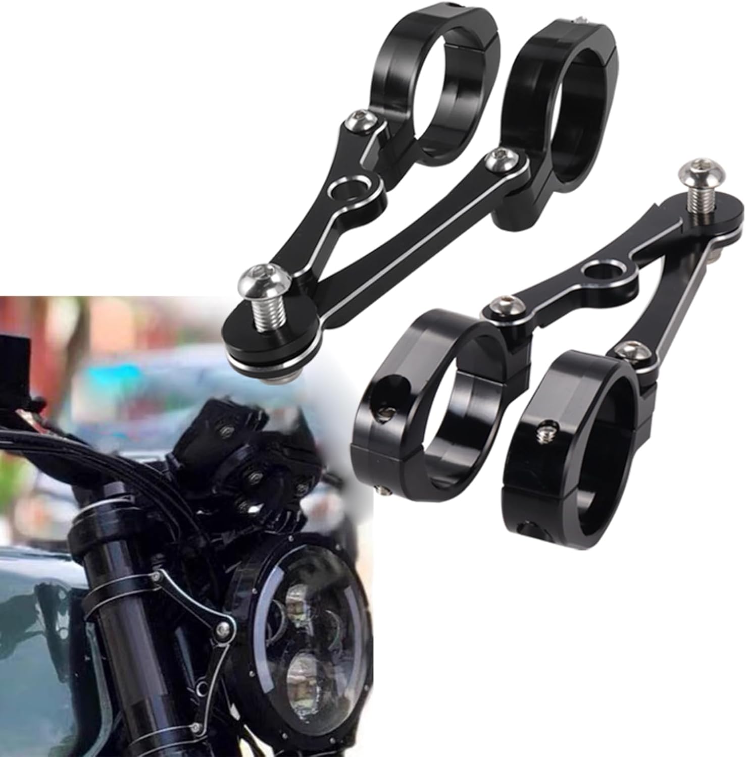 Motorcycle Headlight Bracket CNC 39mm-41mm Fork Head Lamp Holder for Cafe Racer Sportster Touring Softail Dyna Chopper Bobber Universal, White