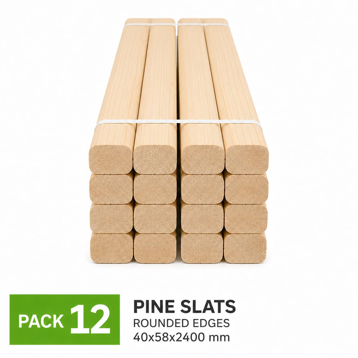 Pack 12 listones de pino silvestre cepillado 40x58x2400 mm | Resistentes, versátiles y fáciles de cortar e instalar.