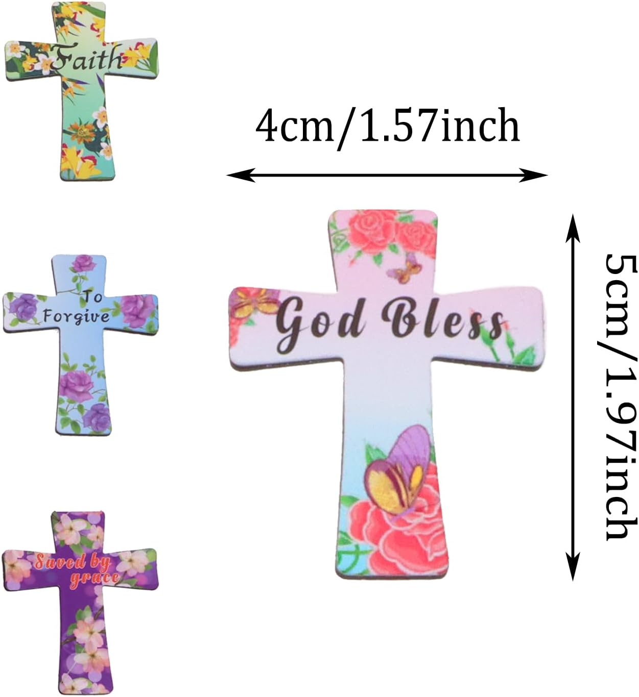 Penta Angel Magnetic Book Page Marks 24Pcs Colorful Floral Cross Magnet Page Markers Small Cute Book Clips for Office Reading Lover (Cross, 24) image 2