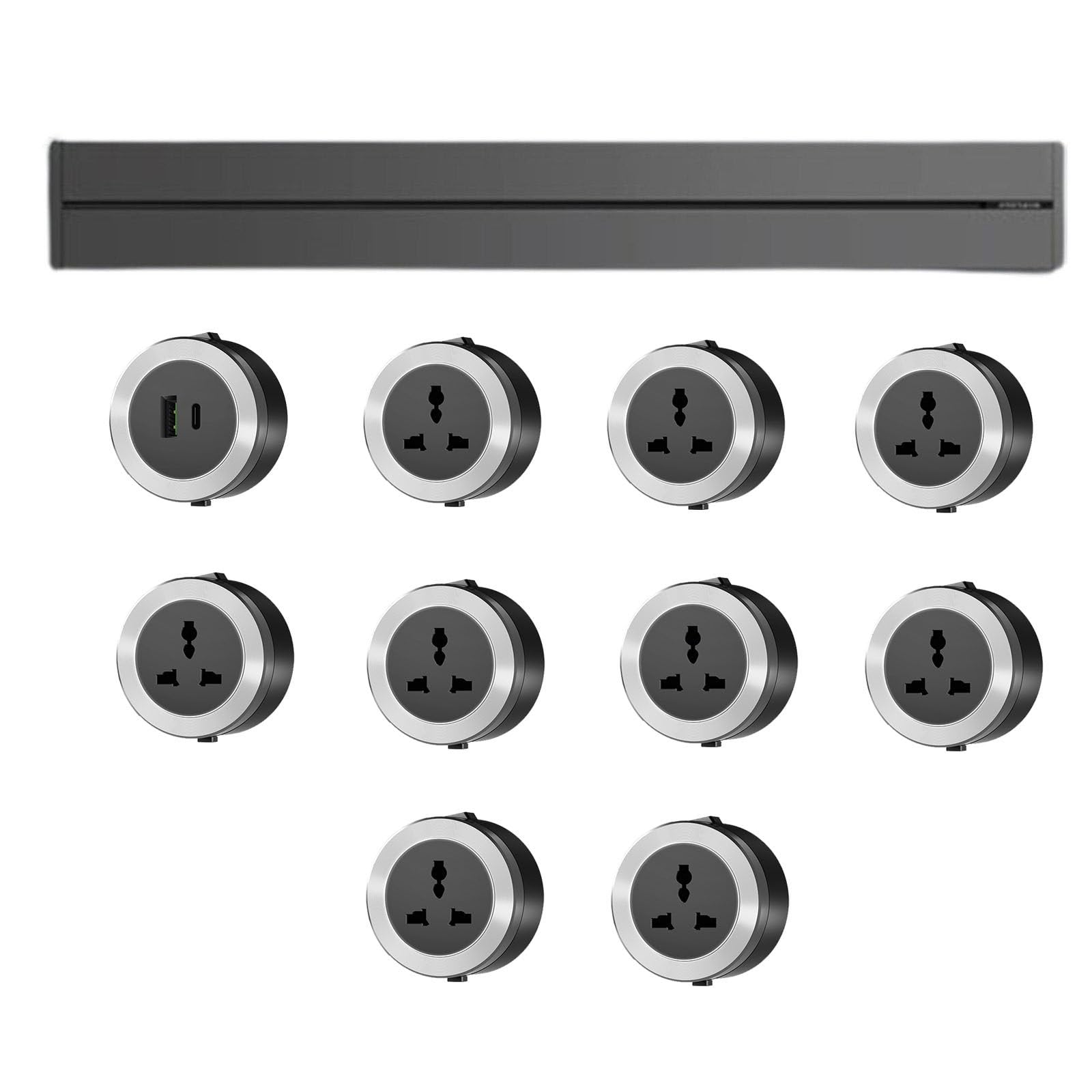 Multipresa da parete ad alta potenza da 8000 W con adattatore rimovibile a 3 fori, adattatore da 2500 W 110-250 V per mobili da cucina, uffici domestici,100cm