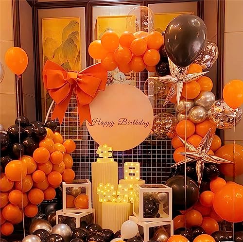Image of 150pcs Orange Balloons Different Sizes Pack, 18 12 10 5 Inch Party Balloon Garland Arch Kit for Halloween Birthday Graduation Baby Shower Party Decorations(With 2 Ribbons)