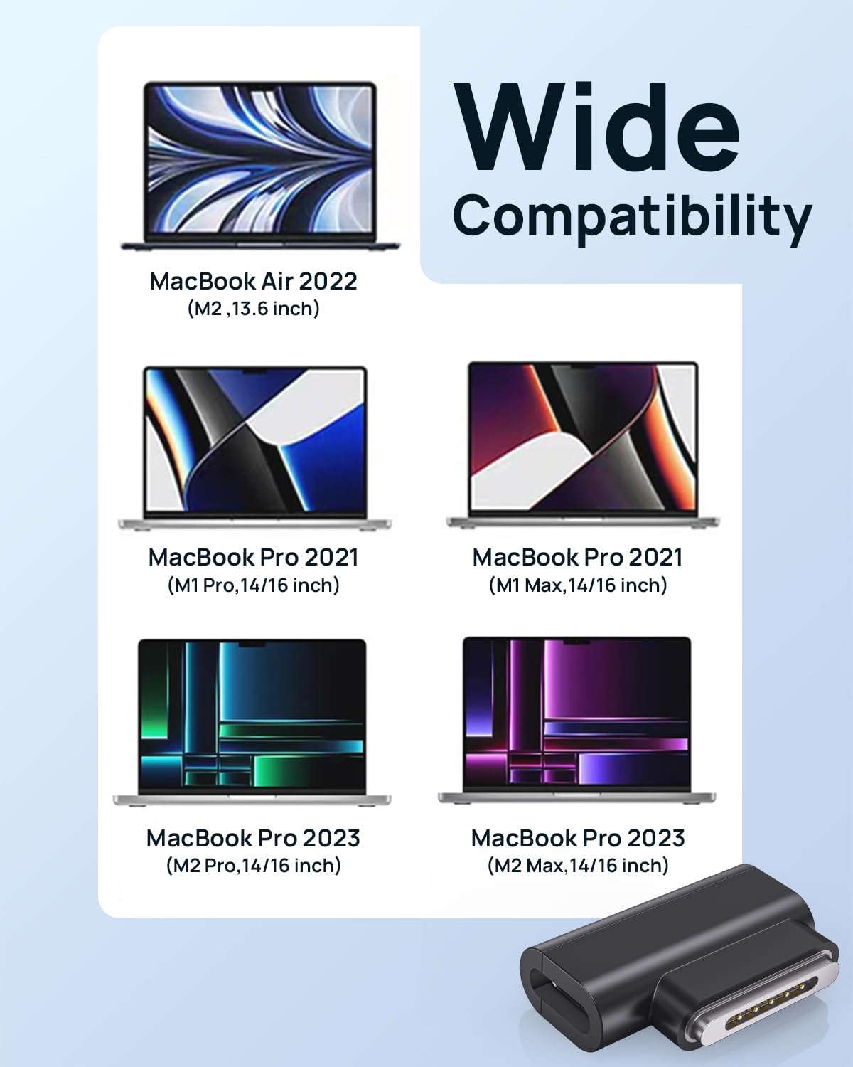 140W PD Schnelllade-Adapter USB-C Auf MagSafe 3 Für MacBook Pro/Air (2021-2024) – Mit LED-Anzeige, Silber