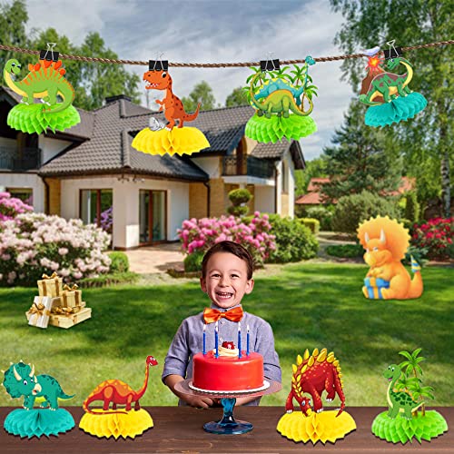 8 Pcs Dinosaur Birthday Party Decorations Supplies For 1 2 3 5 Year Old Girls Boys, 7.9Inch Big Honeycomb Centerpiece Table Decorations, Multi-Colored Dinosaurs Party Favors For Kids 4-8 Jamonxi #TOP2