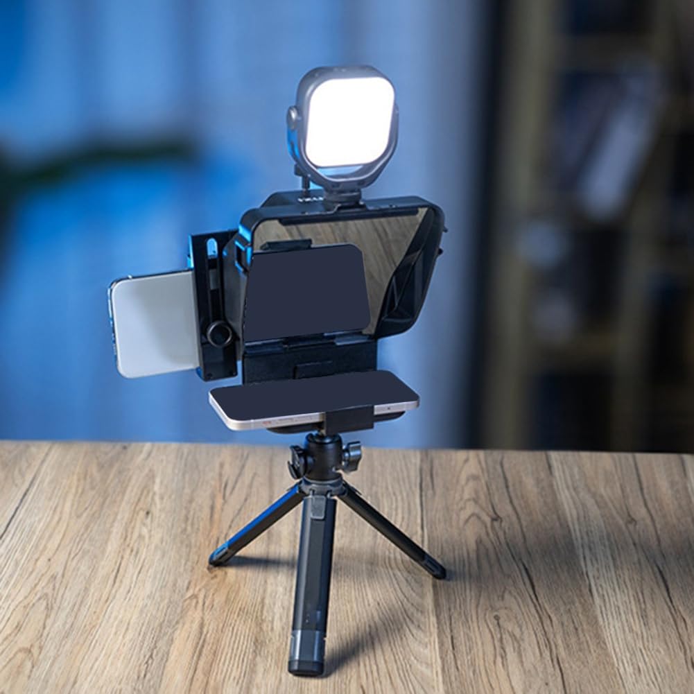 Tragbarer Teleprompter für Smartphones mit Fernbedienung und Handyhalterung für Videoaufnahmen und Live-Streaming