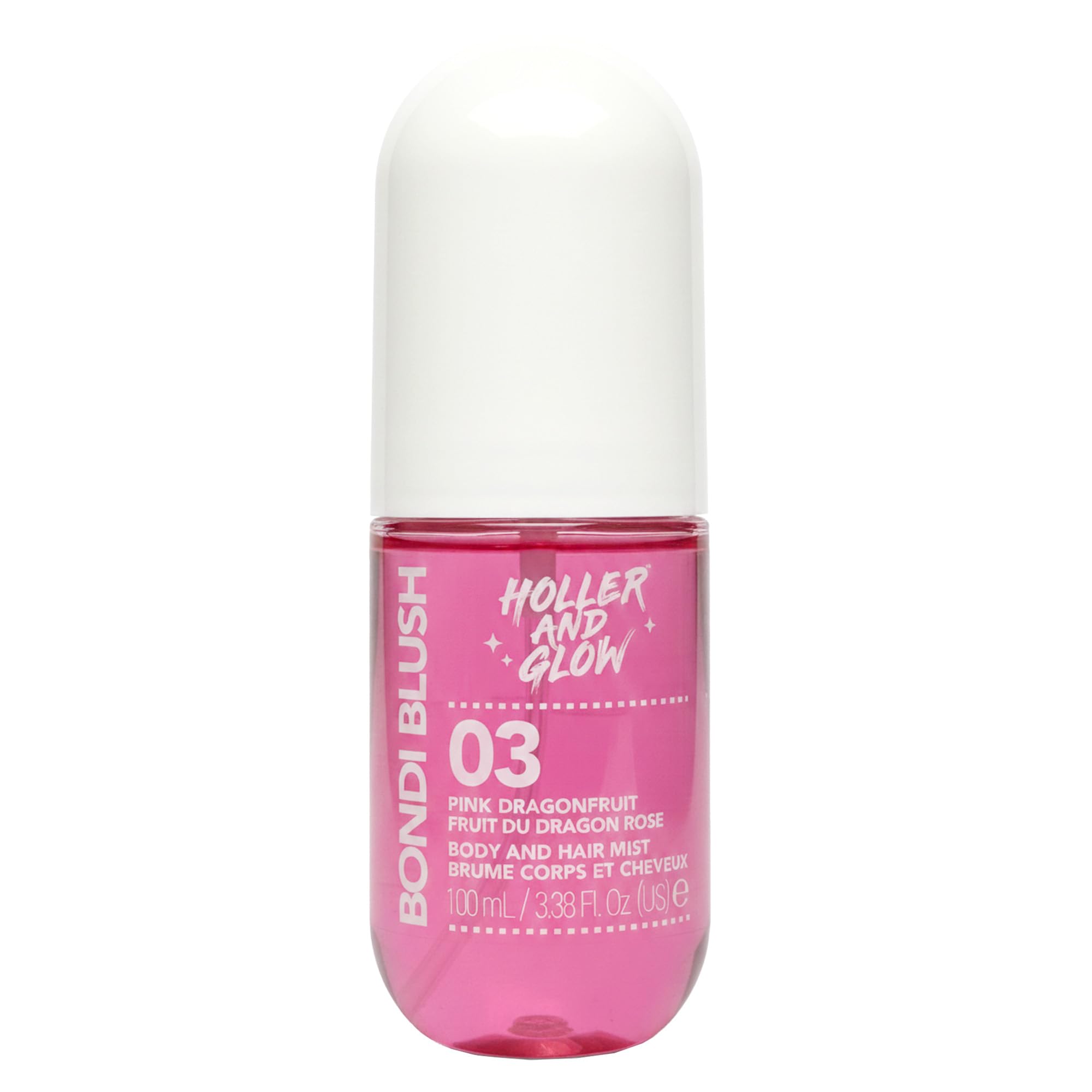 Holler And Glow Bondi Blush Pink Dragonfruit Body & Hair Mist, Body Spray For Women, Hair Perfume For Women, Jasmine, Amber Scented, Floral & Tropical, Travel Sized, 100 ml
