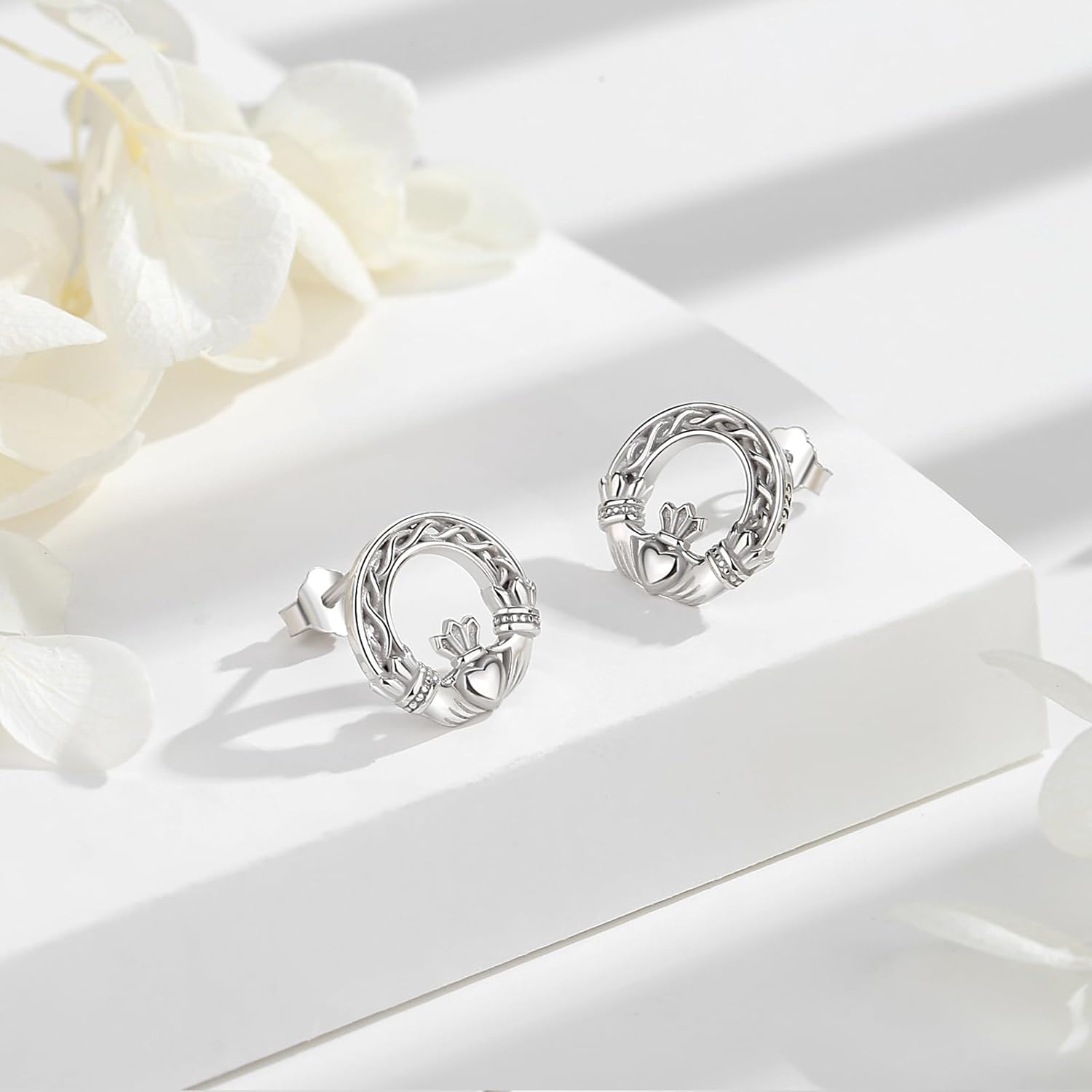 INFUSEU 925 Sterling Silver Celtic Knot Stud Earrings for Women Girls, Small Irish Jewelry 6-10 mm