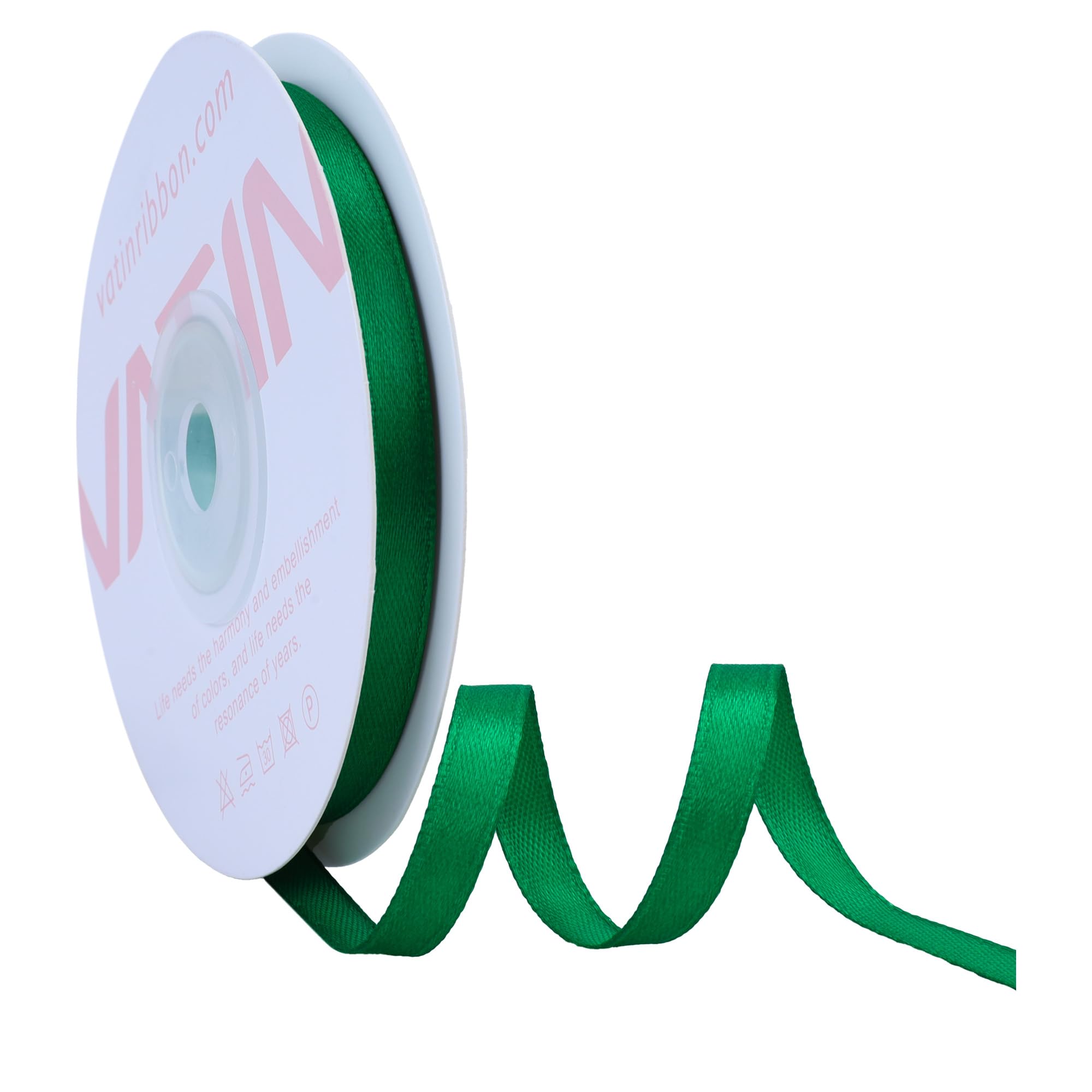 VATIN Green Satin Ribbon Polyester 6mm X 23m(25 Yards) Craft Fabric Ribbon Perfect for Gift Wrapping Hair Bow,Party Balloon Trimming