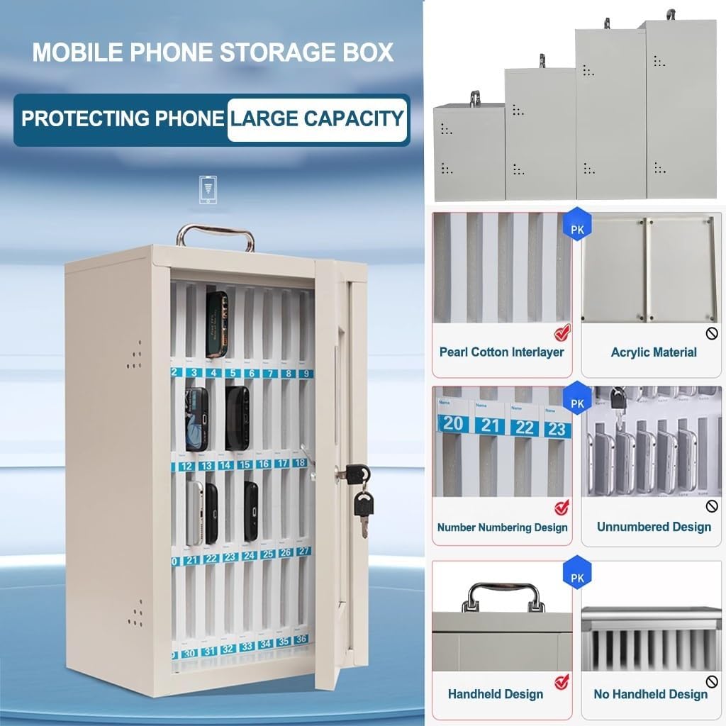 36 Bit Cell Phones Storage Cabinet, with Handle Storage Locker Box,Steel Clear Box Wall Mounted Cell Phone Cabinet,for Office Classroom (Size : 12)