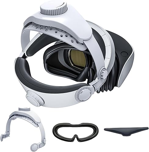 Adjustable Head Strap (White) with Facial Interface and Forehead Cushion Pad for PSVR 2 VR Headset Balance Head Pressure & Relieve Forehead Pressure