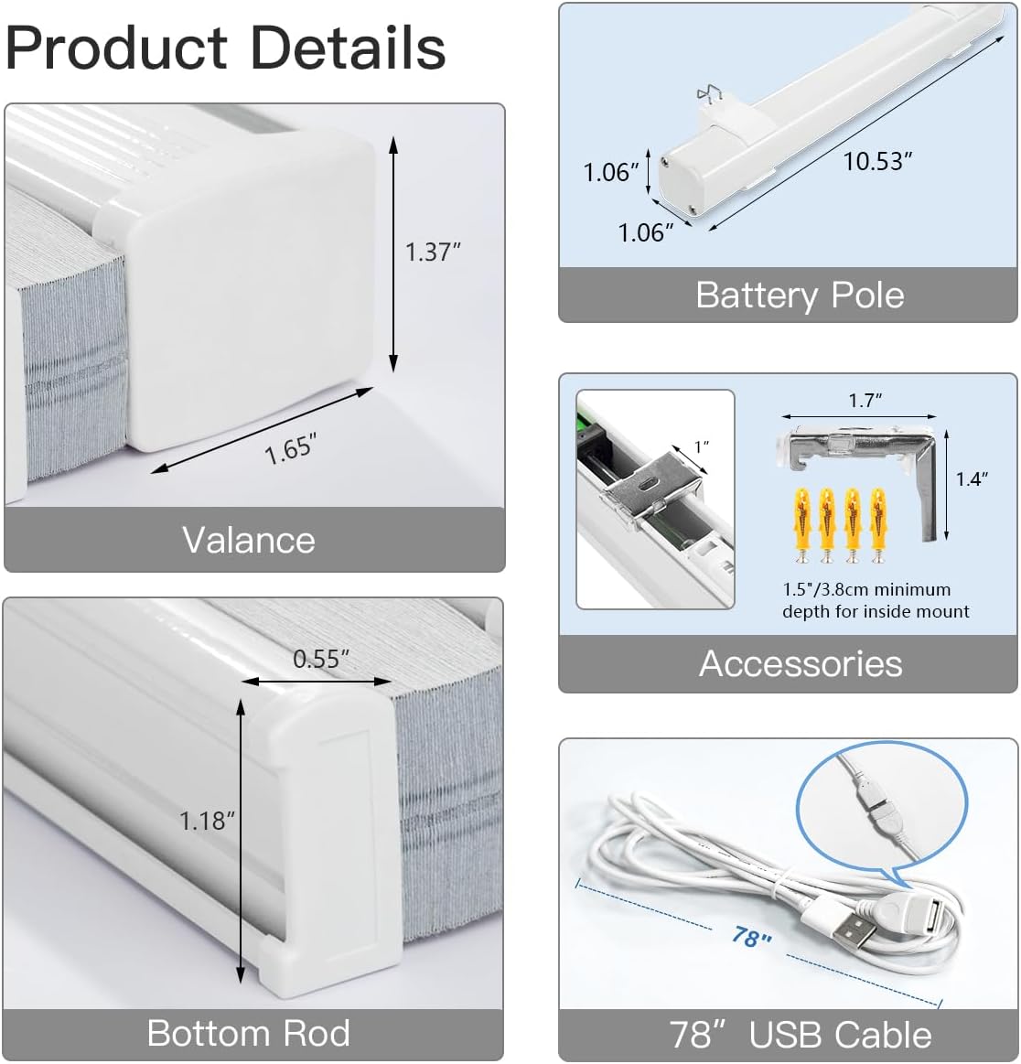 Motorized Cellular Shade with Remote Control, Blackout Electric Honeycomb Shade for Windows Compatible with Alexa Google via Hub, Rechargeable Smart Window Shade Custom Size (Blackout White)