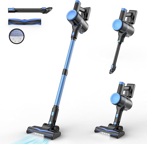 N8 - Aspiradora inalámbrica, aspiradora ligera con potente succión, batería de 2200 mAh, tiempo de funcionamiento de 40 minutos, autoportante,