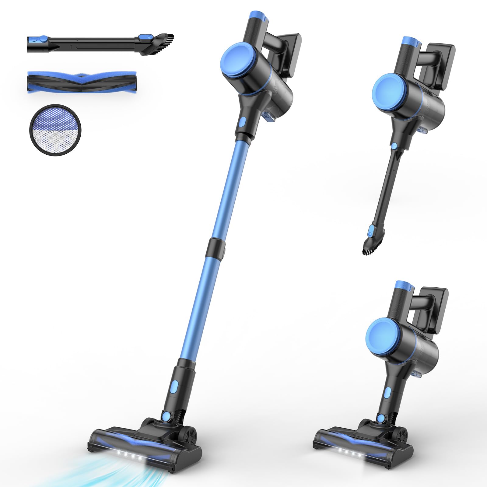 UML0 N8 Cordless Vacuum Cleaner,Lightweight Stick Vacuum with Powerful Suction,2200mAh Battery,40 Mins Runtime,Self-Standing, Rechargeable Vacuum Cleaners for Home Hardwood Floor Carpet Pet Hair