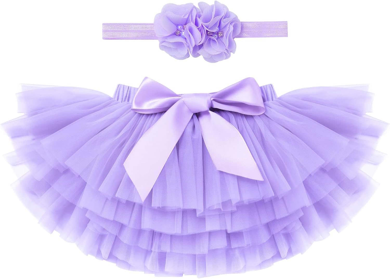 Baby Girl Tutu Skirt with Diaper Cover Toddler Girls Tulle Bloomers and Headband First Birthday Cake Smash Outfits 0-3T