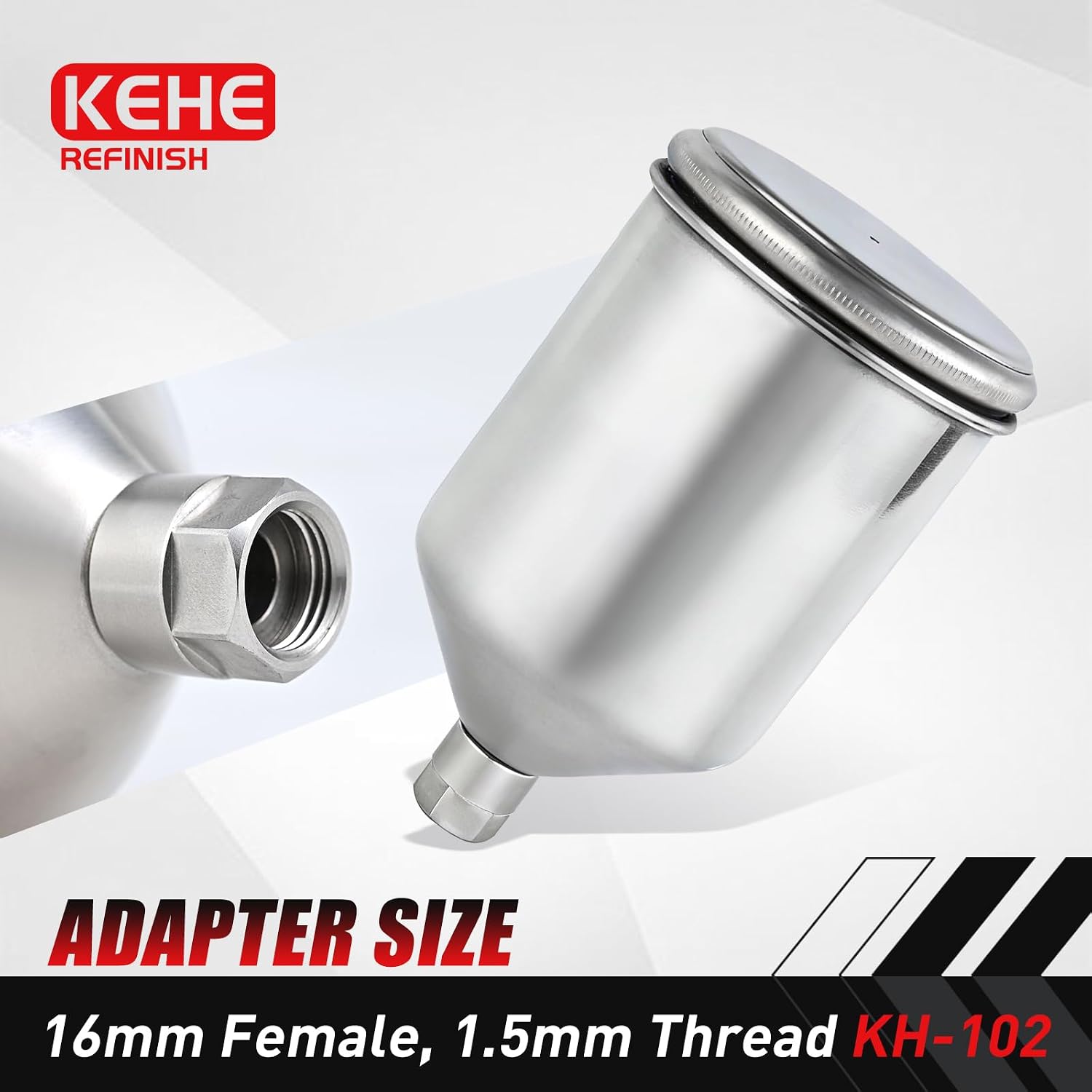 Stainless Steel Paint Cup for Spray Gun 102# for Iwata W400/W400LV/WR400/LPH400/SATA Jet b nr-92/nr-95 (16mm Female,1.5mm Thread)