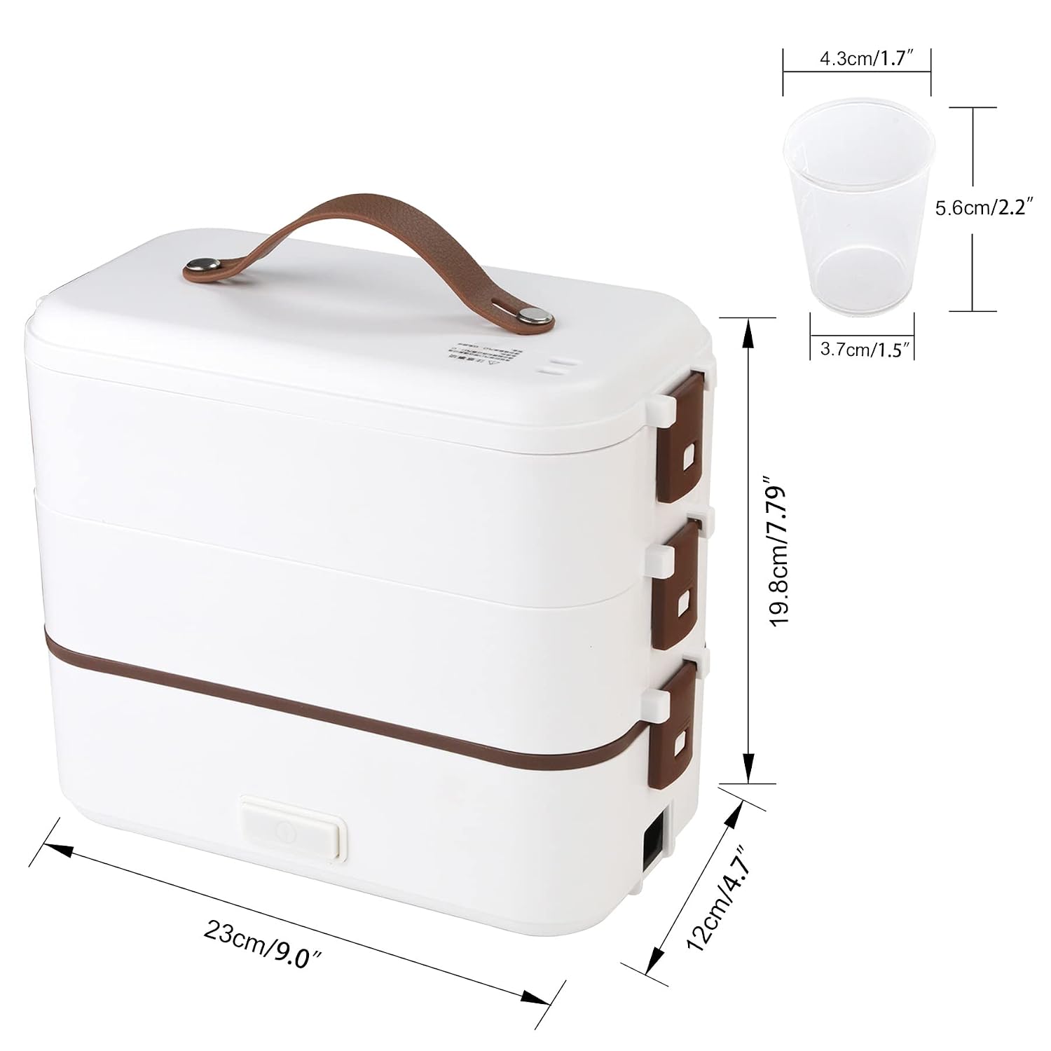Self Cooking Electric Lunch Box, Portable Food Warmer for On-the-Go,Mini Rice Cooker 2 Layers 800ML Heated Lunch Box for Home Office Cook Food White, view 10