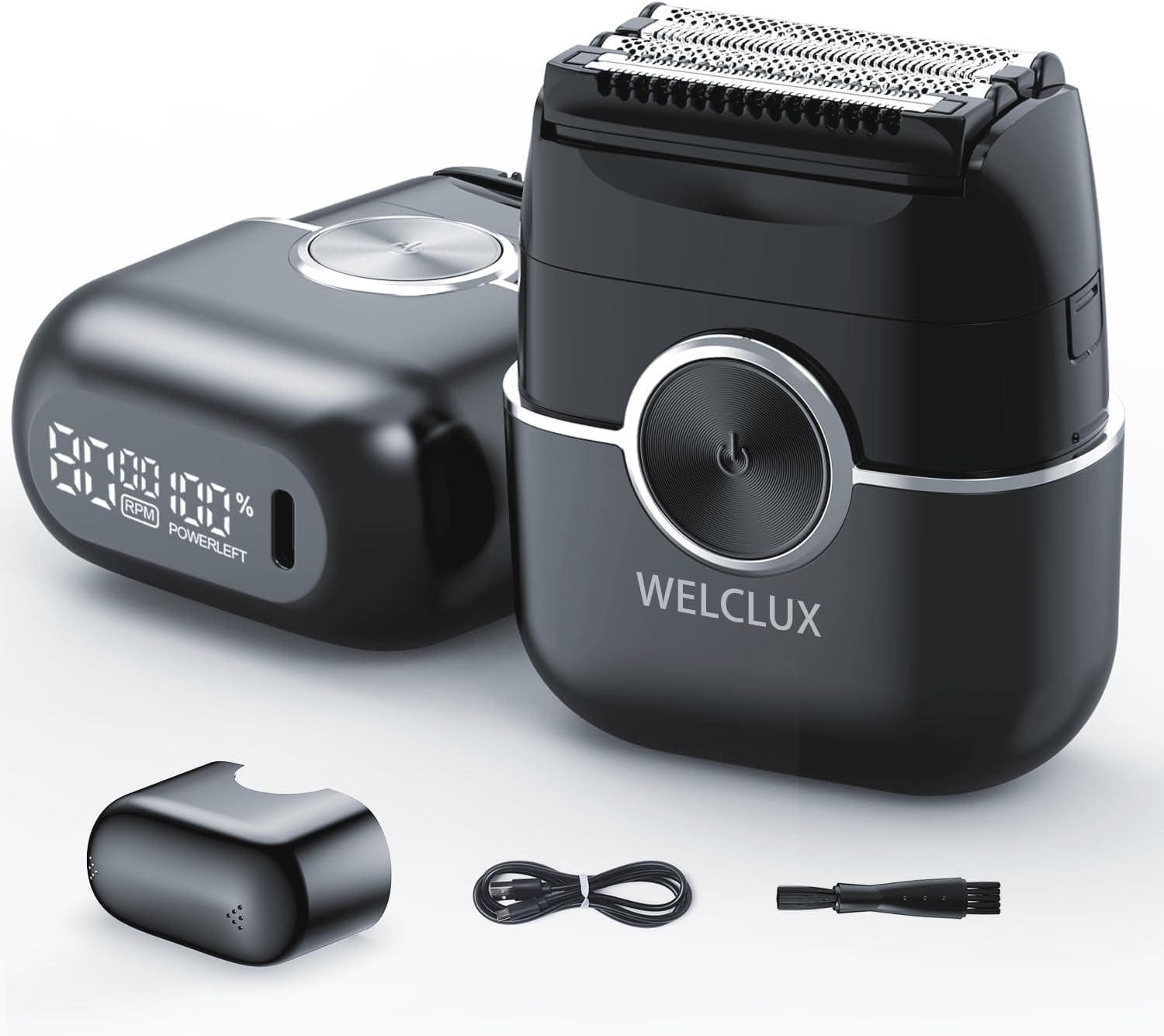 Electric Foil Shavers for Men: Mini Electric Razor with 4 Floating Blades & Big LED Display - Foil Shaver for Men with 2 Gears Adjustable - Face Shaver with IPX7 Waterproof,USB Type C (Coal-Black)
