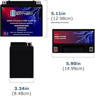 Mighty Max Battery YTX12-BS 12V 10Ah Replacement Battery Compatible with Fire Power CTX12-BS
