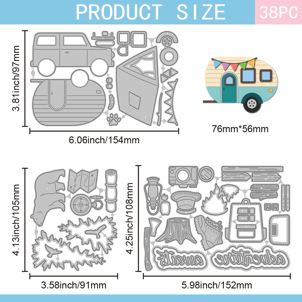 GLOBLELAND Camping Cutting Dies for DIY Scrapbooking Metal Tent Car Cut Dies Bear Tree Die Cuts for Card Making Embossing - Image 2