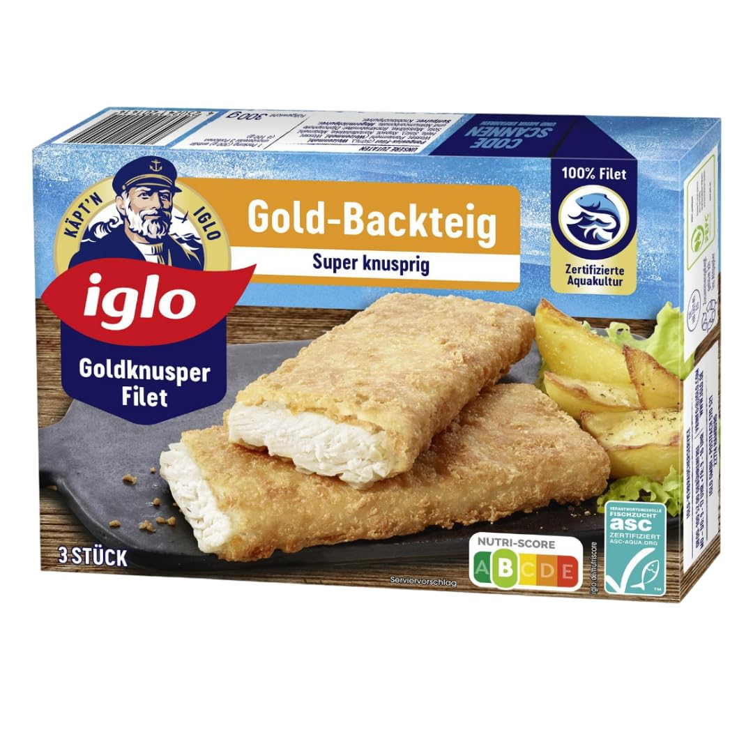 Iglo Goldknusper Filets Gold-Backteig 300 Gramm, 4 Er