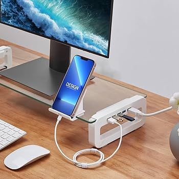 ガラス天板のパソコンスタンド Amazon.co.jp: Dreamsoule モニター台 机上台 【4 USB 3.0