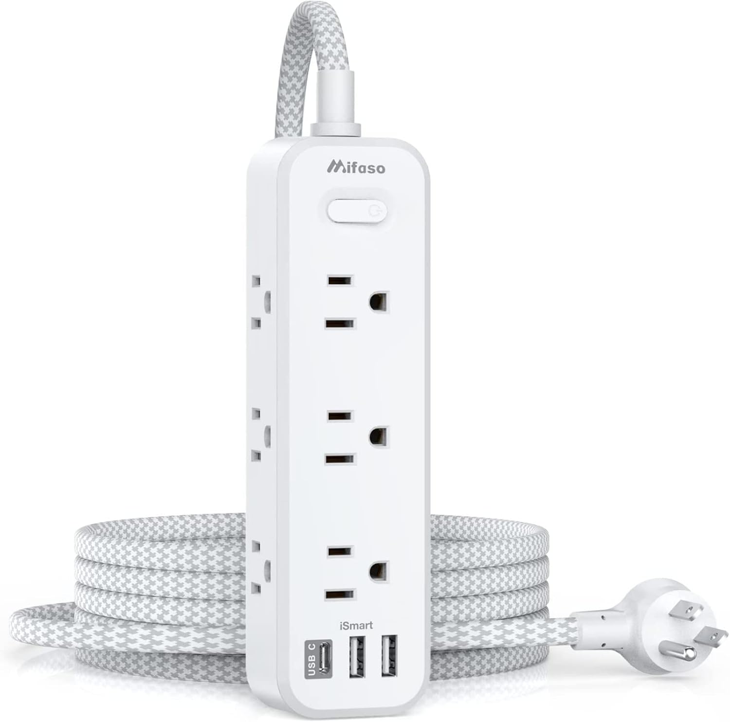 Power Bar Surge Protector 9 Outlets 2 USB Ports 1 USB C,3 Sided 5Ft