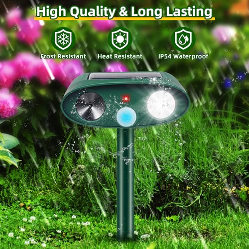 2025 Ultrasonic Animal Repellent Outdoor Deer Repellent Devices Solar Animal Repeller with Motion Activated Deterrent Cat Repellent Outdoor with LED Flash Lights to Scare Squirrel Raccoon Skunk (4) - Thumbnail 6