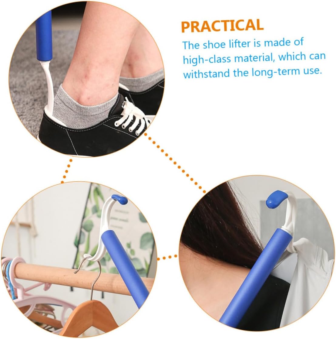 2pcs Handicapped Auxiliary Shoehorn Dressing Pole Two-one Shoe Lifter for Easy and Comfortable Dressing