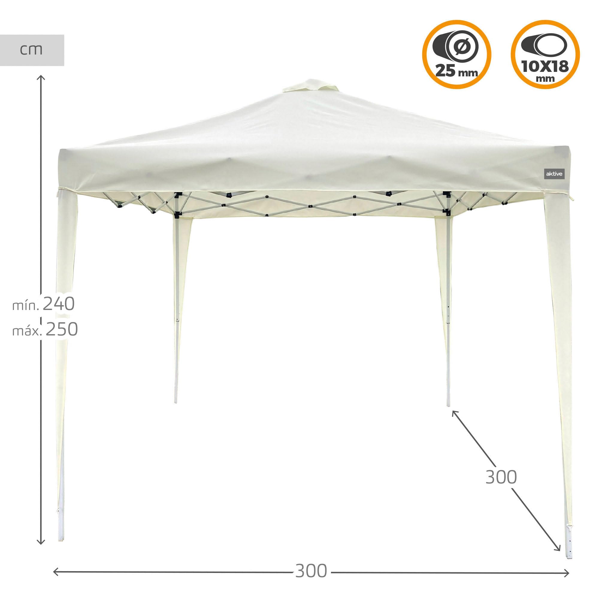 3x3m Faltzelt, Gartenpavillon, 300x300x240cm, Beige, 150g, Belüftungsdach, 10-Minuten-Aufbau, Aktive Garden