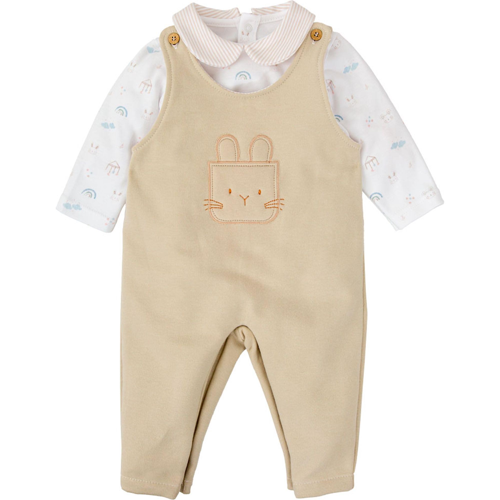 BABIDU Conjunto Bebé Niño con Peto y Camiseta de Algodón, Tejido Suave y Transpirable, Ideal para Recién Nacido o Regalo, Ropa Infantil Elegante