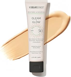 MDSolarSciences Gleam and Glow SPF 50 Tinted Face Moisturizer with Broad Spectrum UV Protection, Anti Aging Antioxidants, ...