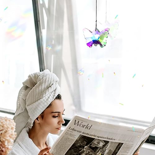 Miniatura 6 de Prisma de cristal de mariposa colgante, cristal brillante de 2.76 pulgadas para atrapasoles, manualidades, colgante de mariposa, adorno colgante
