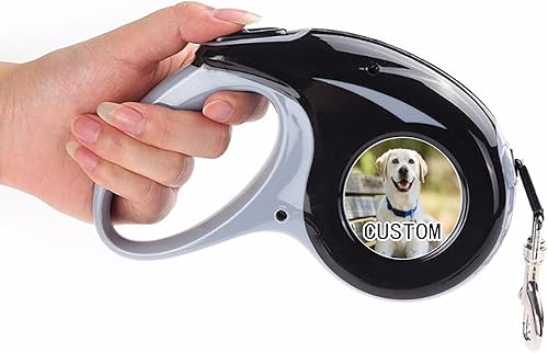 Miniatura 7 de Correa retráctil personalizada para perros con foto y texto, correa retráctil personalizada para perros pequeños y grandes Rosado,Negro