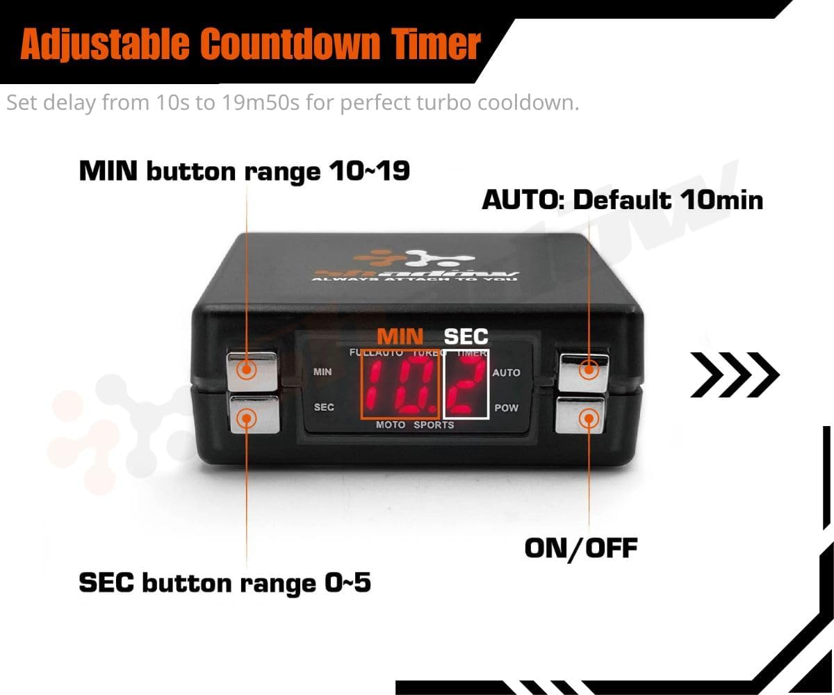 Shadow 12V Turbo Timer: Protect Turbo Engine After Shutdown with Adjustable Delay, LED Display, Supports Key Ignition Only