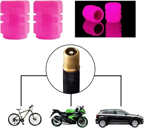 Miniatura 24 de Tapones fluorescentes para válvulas de neumáticos de automóvil, 12 unidades, cubierta de válvula de rueda iluminada con luz automática, resistente a